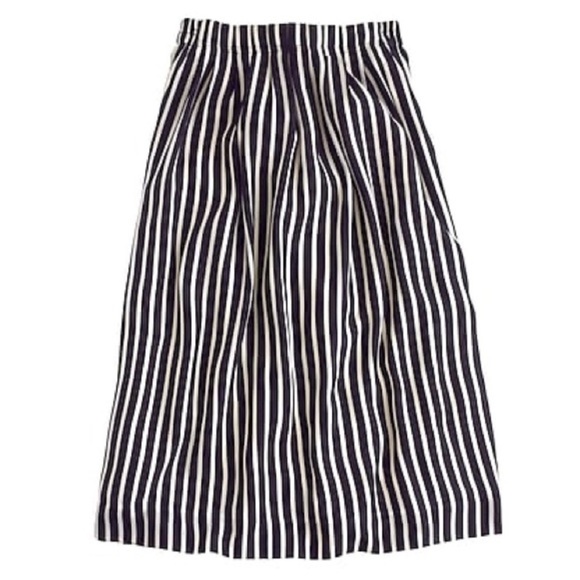 J. Crew Pleated Triple Stripe Midi Skirt 4 Black Cream - Picture 2 of 11